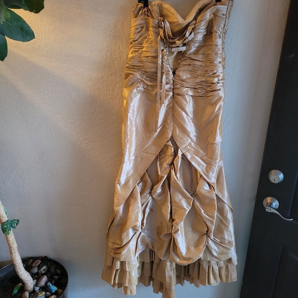 Lenovia Strapless Gold Ruched Gown size XL - Picture 4 of 9